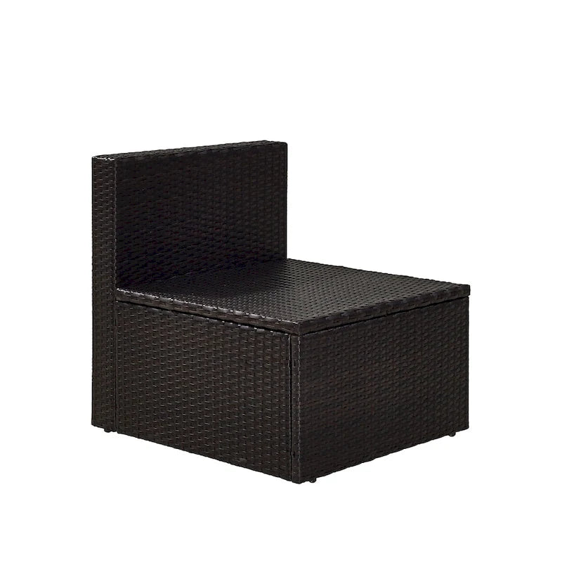 Palm Harbor Outdoor Wicker Center Chair In Brown With Grey Cushions - 30.5 H x 23 W x 26.5 D