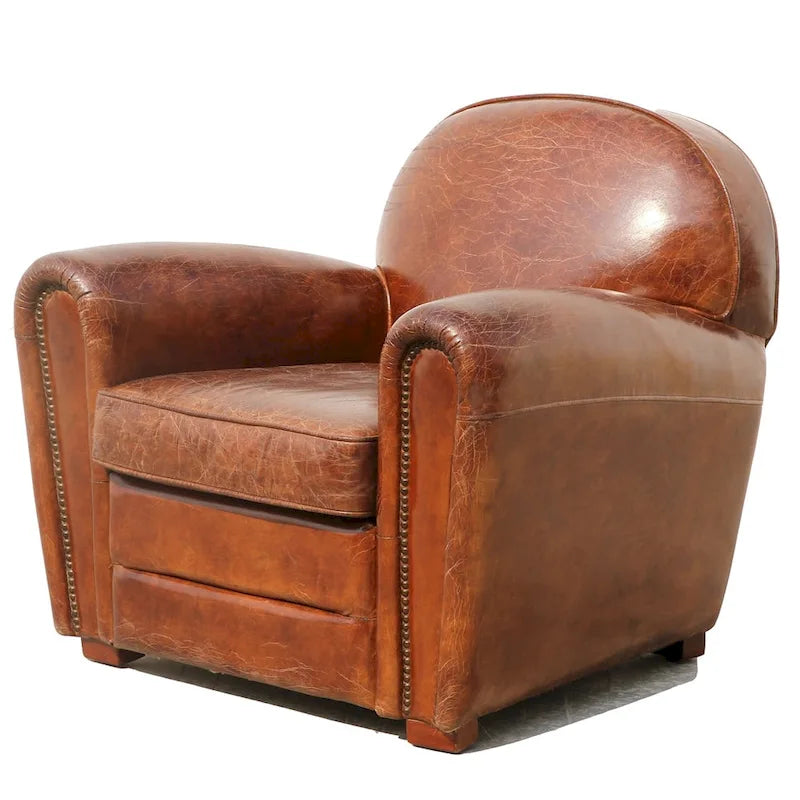 Genuine Leather Paris Club Chair, Brown