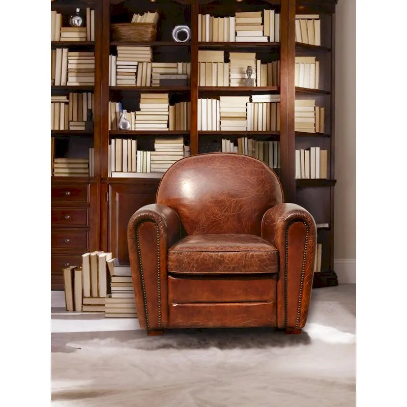 Genuine Leather Paris Club Chair, Brown