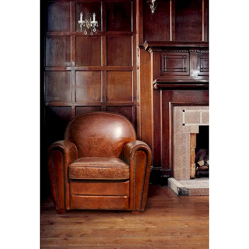 Genuine Leather Paris Club Chair, Brown
