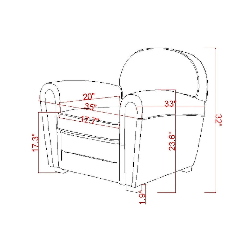 Genuine Leather Paris Club Chair, Brown