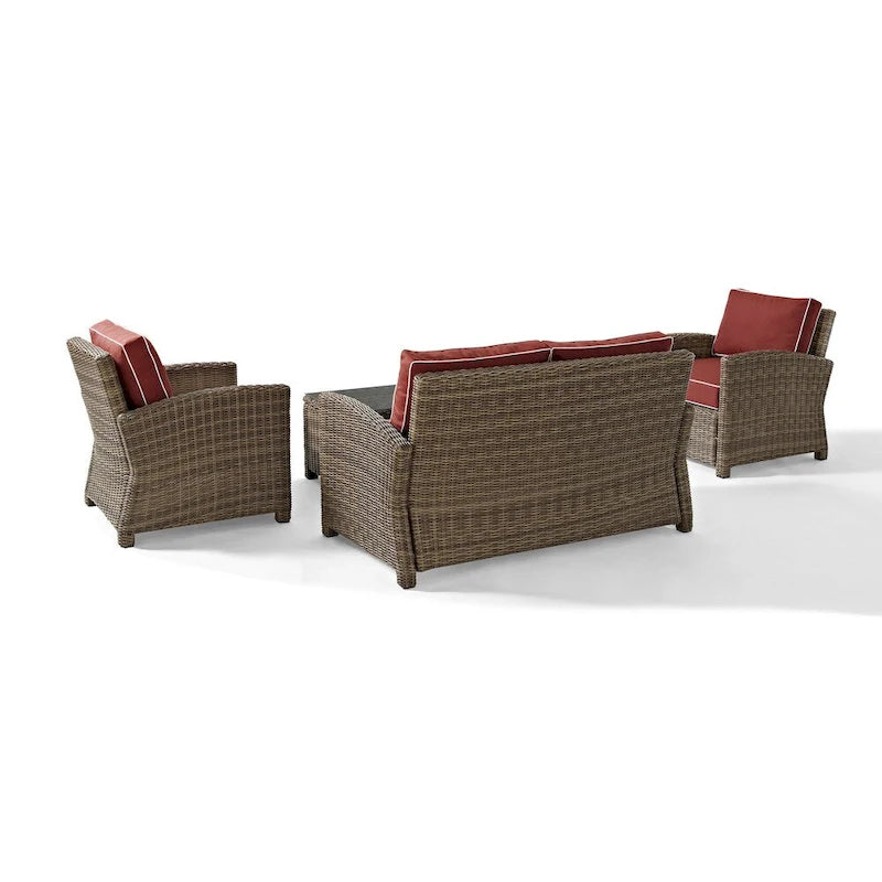 Crosley Bradenton 4-piece Outdoor Wicker Seating Set with Sangria Cushions