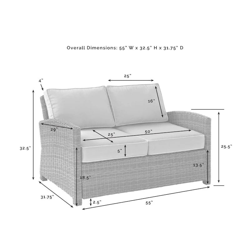 Crosley Bradenton 4-piece Outdoor Wicker Seating Set with Sangria Cushions