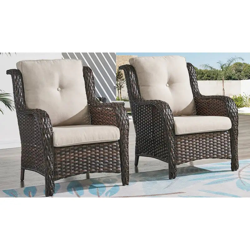 Gymojoy Outdoor Wicker Club Chairs Patio Furniture with Cushion (Set of 2)
