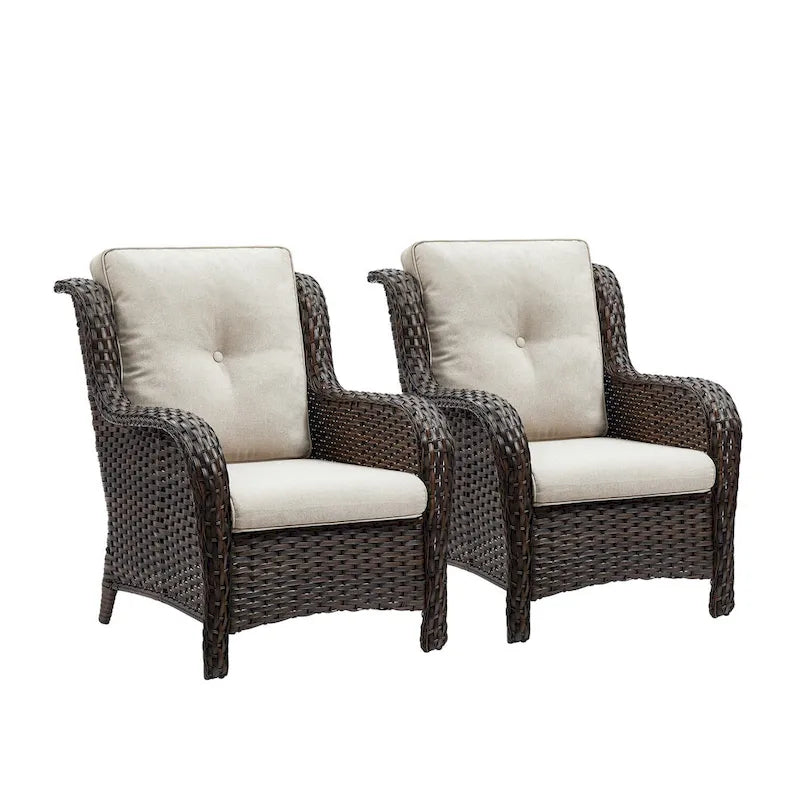 Gymojoy Outdoor Wicker Club Chairs Patio Furniture with Cushion (Set of 2)