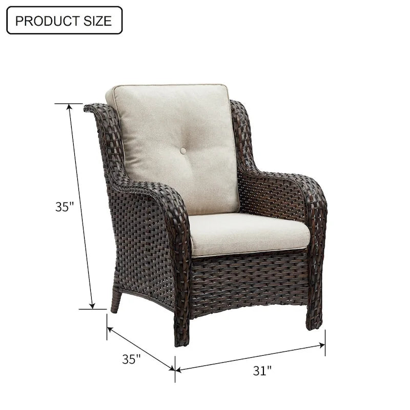 Gymojoy Outdoor Wicker Club Chairs Patio Furniture with Cushion (Set of 2)