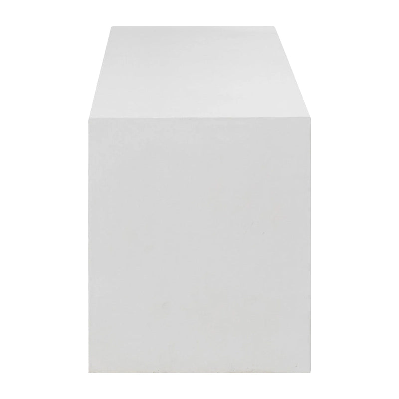 Layla 63-inch Indoor-Outdoor White Concrete Waterfall Bench - N/A
