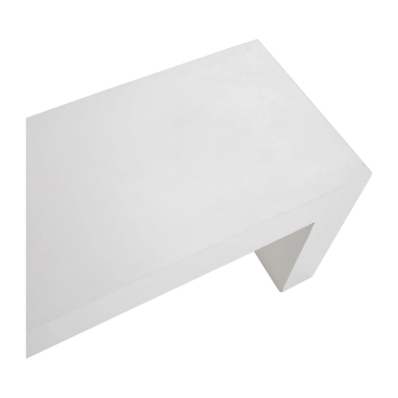 Layla 63-inch Indoor-Outdoor White Concrete Waterfall Bench - N/A