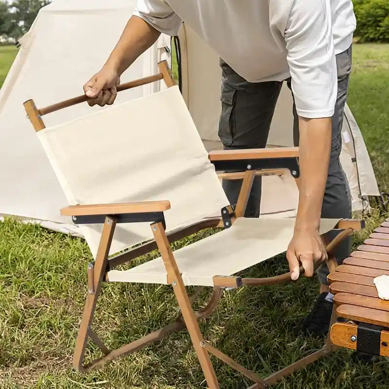 Aluminum Frame 600D Oxford Cloth Wood Grain Spray Paint Camping Chair