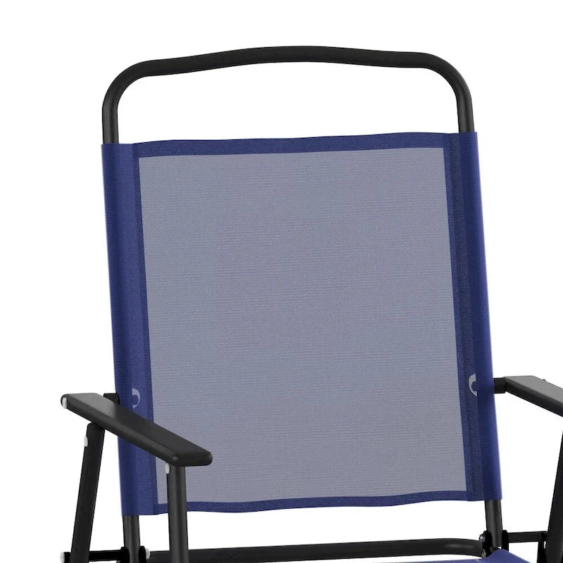 Set of 2 All-Weather Textilene Patio Sling Chairs with Armrests