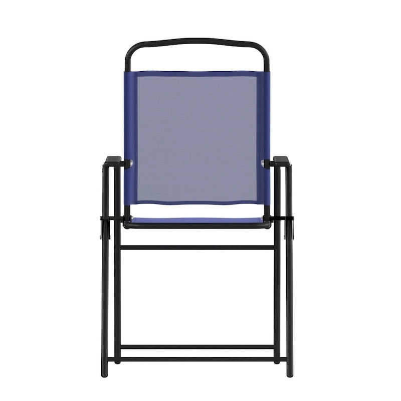Set of 2 All-Weather Textilene Patio Sling Chairs with Armrests