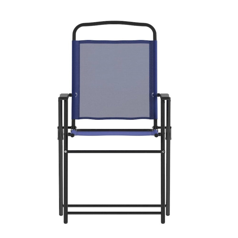 Set of 2 All-Weather Textilene Patio Sling Chairs with Armrests