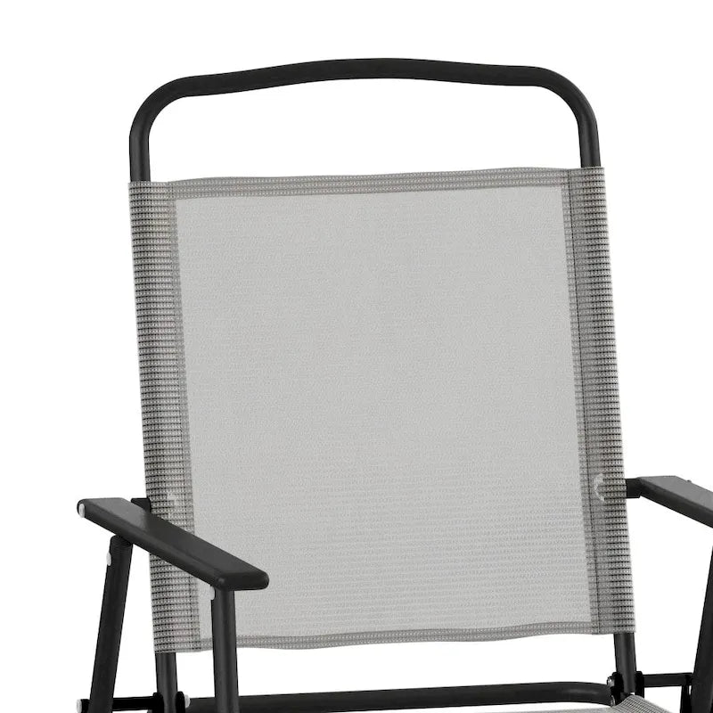 Set of 2 All-Weather Textilene Patio Sling Chairs with Armrests