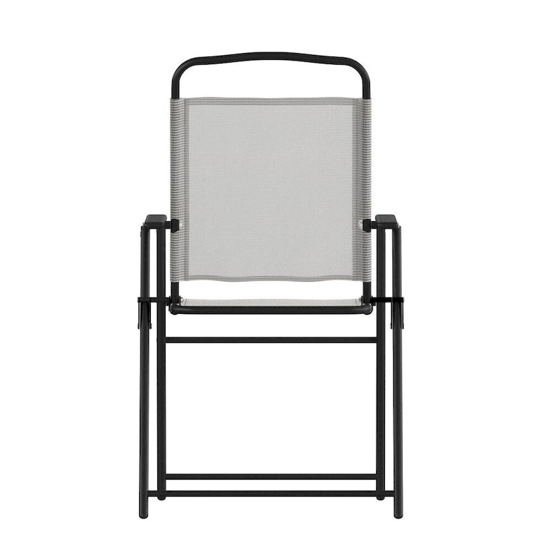 Set of 2 All-Weather Textilene Patio Sling Chairs with Armrests