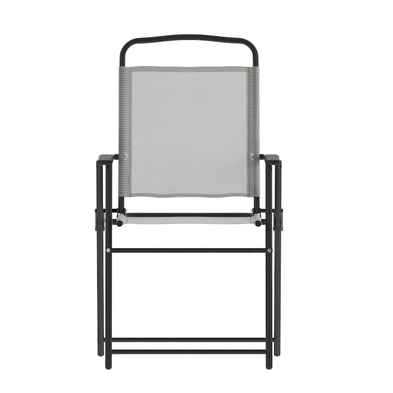 Set of 2 All-Weather Textilene Patio Sling Chairs with Armrests