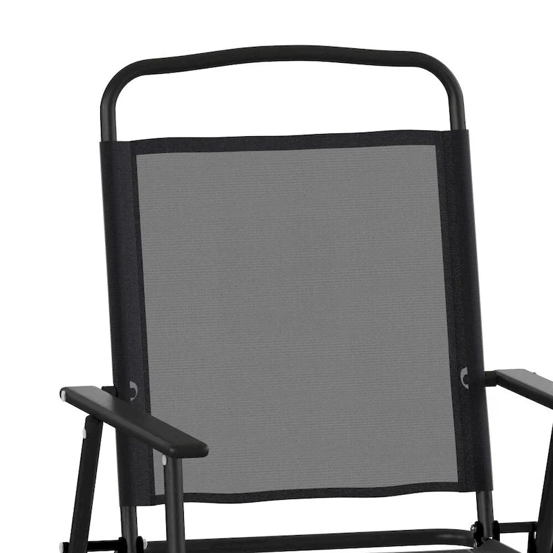Set of 2 All-Weather Textilene Patio Sling Chairs with Armrests