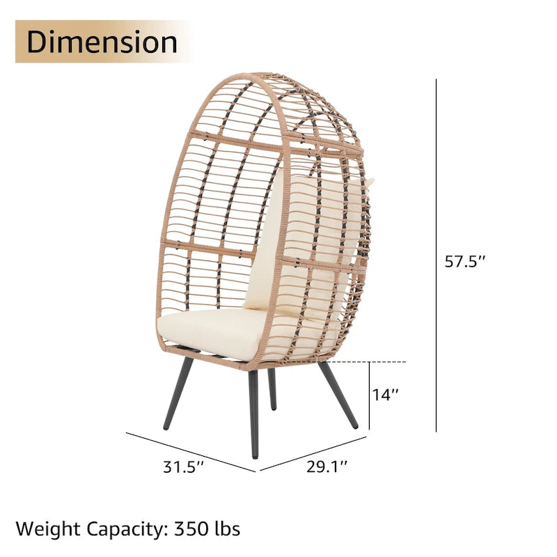 Outdoor Cushioned Wicker Egg Chair