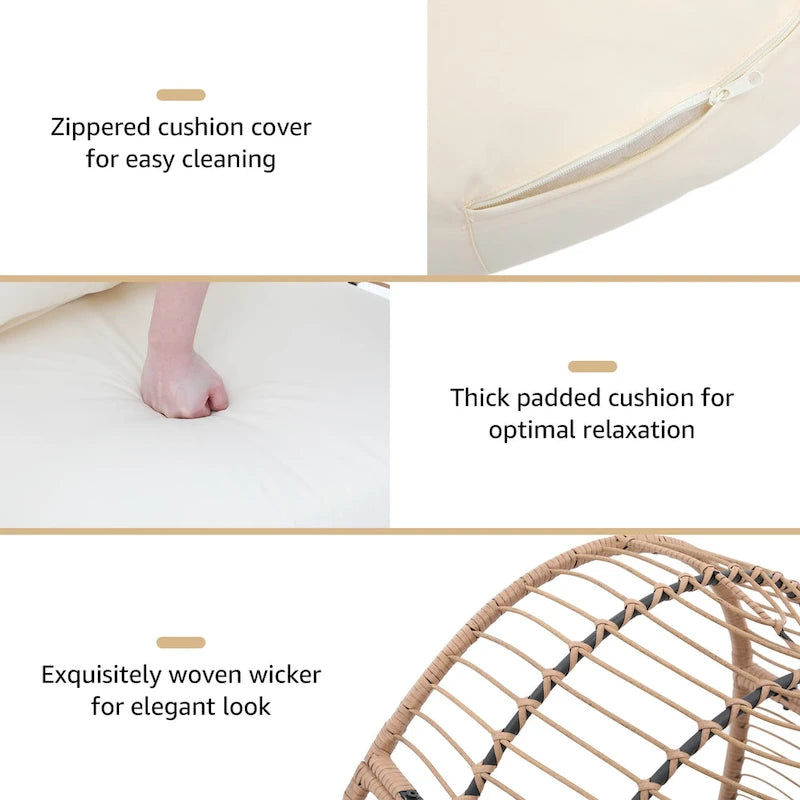 Outdoor Cushioned Wicker Egg Chair