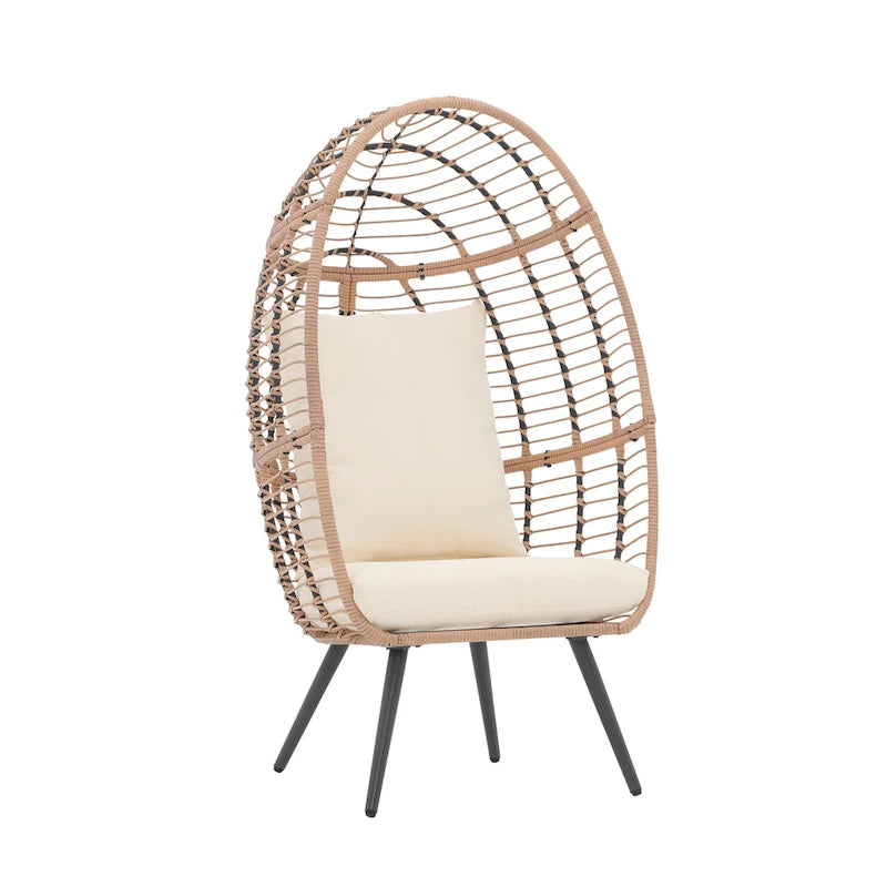 Outdoor Cushioned Wicker Egg Chair