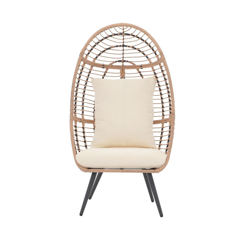 Outdoor Cushioned Wicker Egg Chair