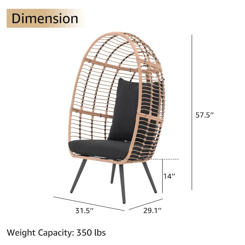 Outdoor Cushioned Wicker Egg Chair