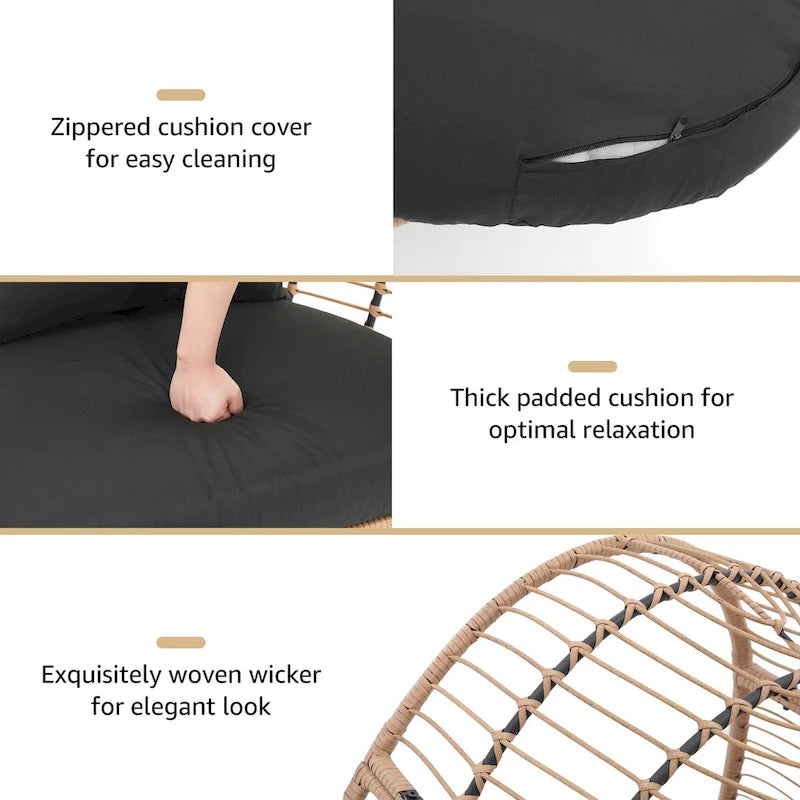 Outdoor Cushioned Wicker Egg Chair