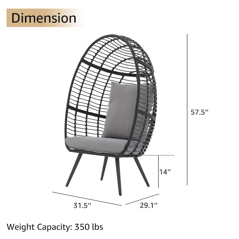 Outdoor Cushioned Wicker Egg Chair
