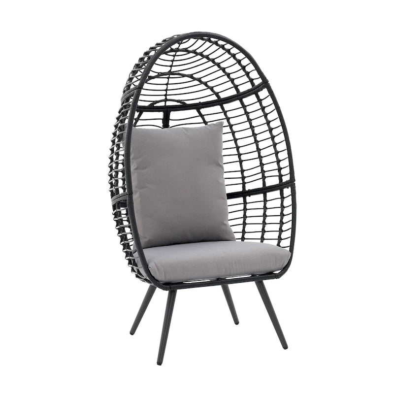Outdoor Cushioned Wicker Egg Chair