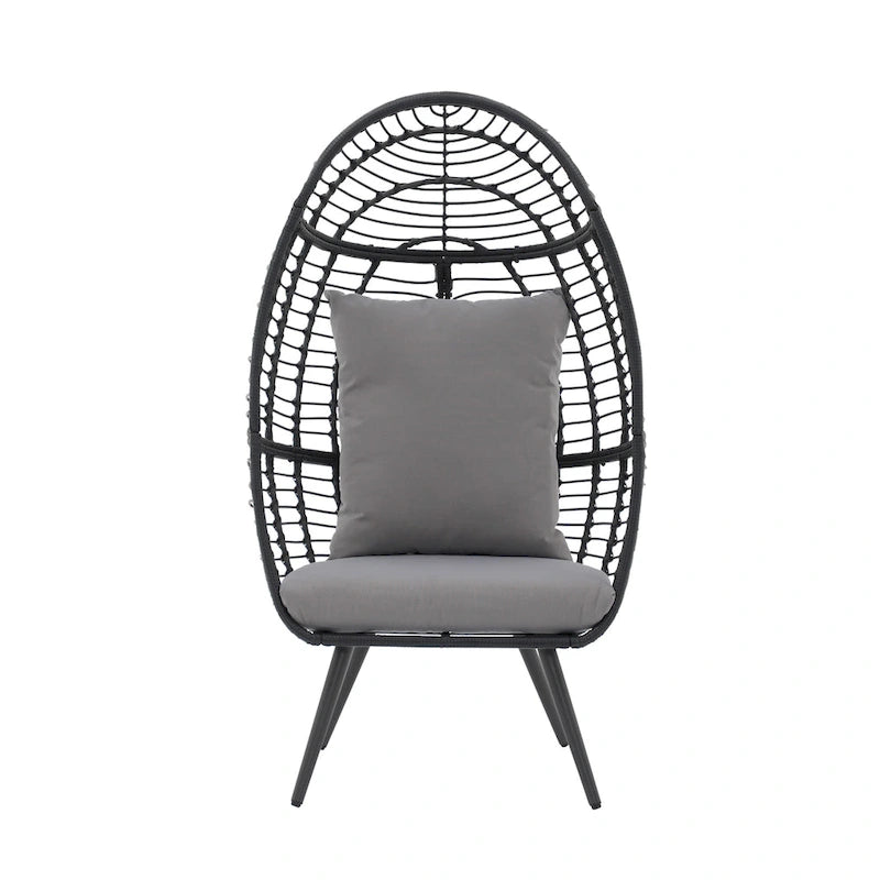 Outdoor Cushioned Wicker Egg Chair