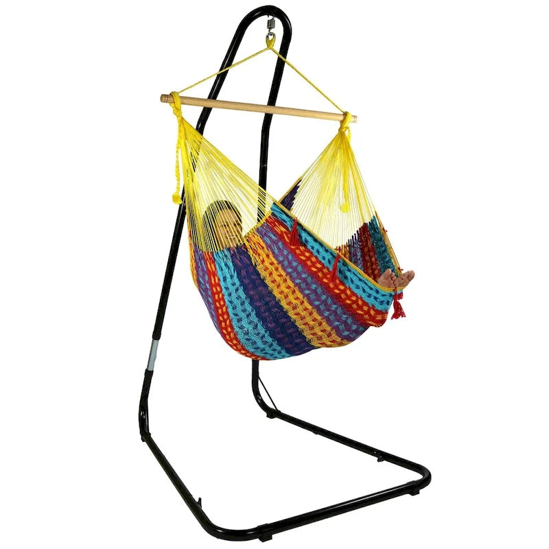 Sunnydaze Mayan Hammock Chair with Wood Spreader Bar & Hammock Stand