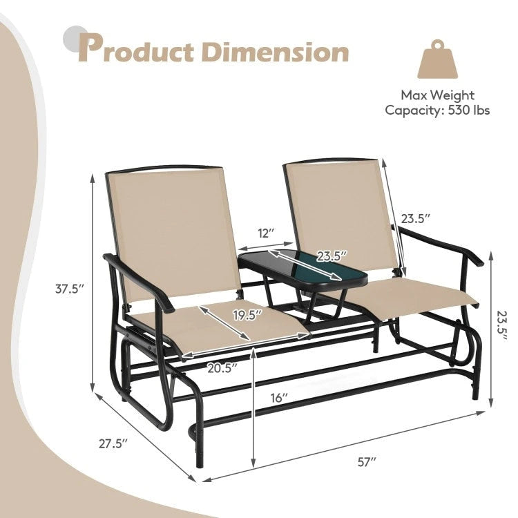 Comfortable 2-Person Loveseat for Patio and Garden - 57  x 28  x 38  (L x W x H)