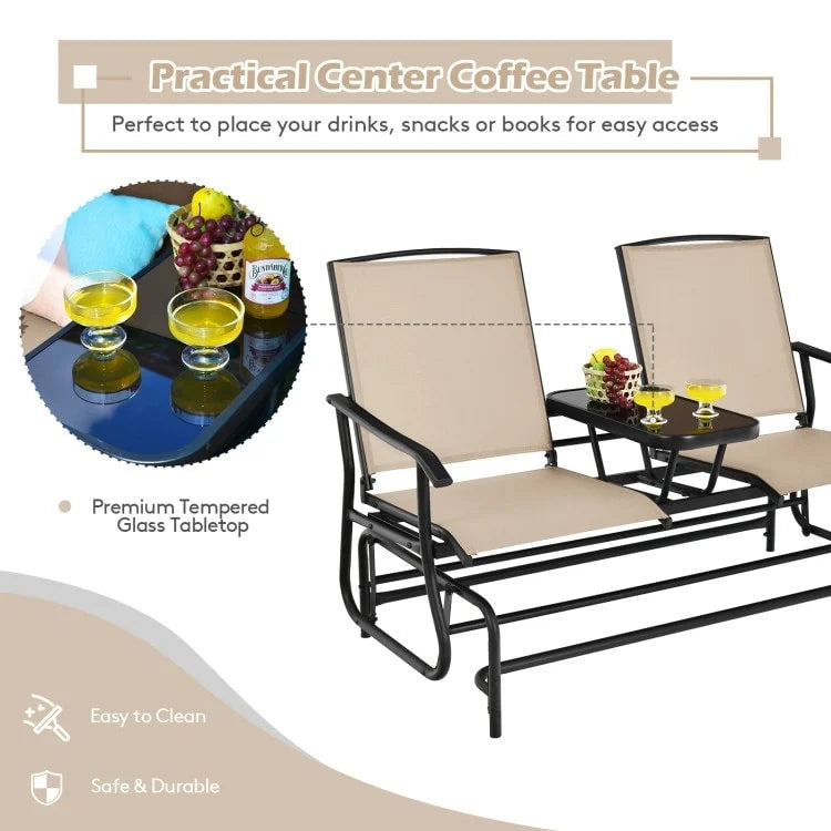 Comfortable 2-Person Loveseat for Patio and Garden - 57  x 28  x 38  (L x W x H)