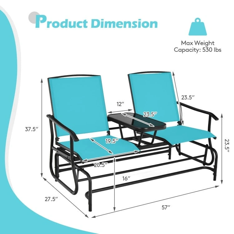 Comfortable 2-Person Loveseat for Patio and Garden - 57  x 28  x 38  (L x W x H)