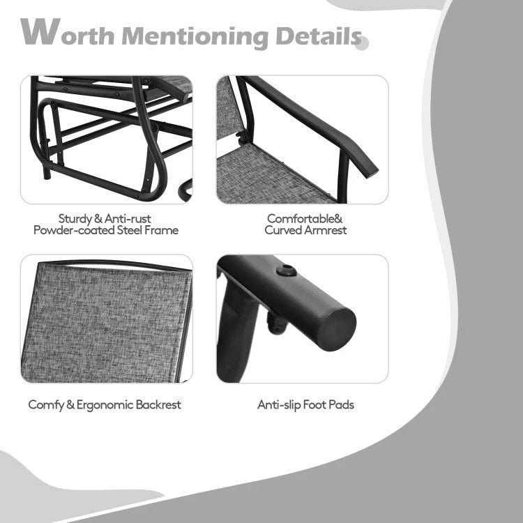 Comfortable 2-Person Loveseat for Patio and Garden - 57  x 28  x 38  (L x W x H)
