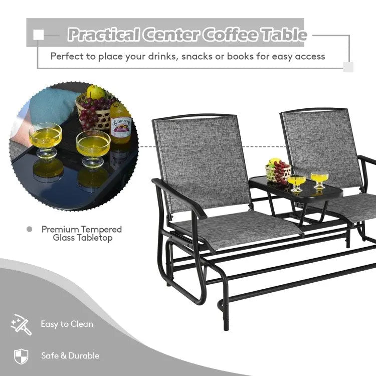 Comfortable 2-Person Loveseat for Patio and Garden - 57  x 28  x 38  (L x W x H)