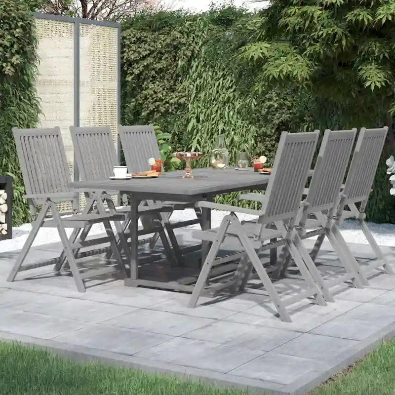 vidaXL Solid Wood Acacia Patio Dining Set 7 Piece Garden Seat Oval/Rectangular