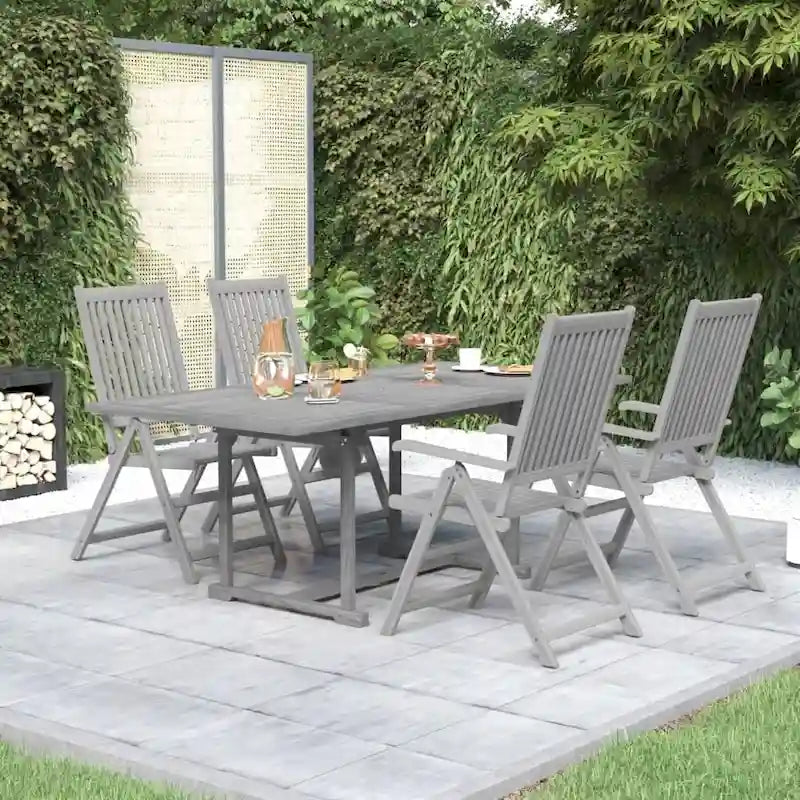 vidaXL Solid Wood Acacia Patio Dining Set 7 Piece Garden Seat Oval/Rectangular