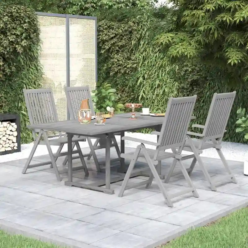 vidaXL Solid Wood Acacia Patio Dining Set 7 Piece Garden Seat Oval/Rectangular