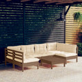 vidaXL Solid Pinewood Patio Lounge Set 7 Piece with Cushions Multi Colors - 25  x 25  x 24.6
