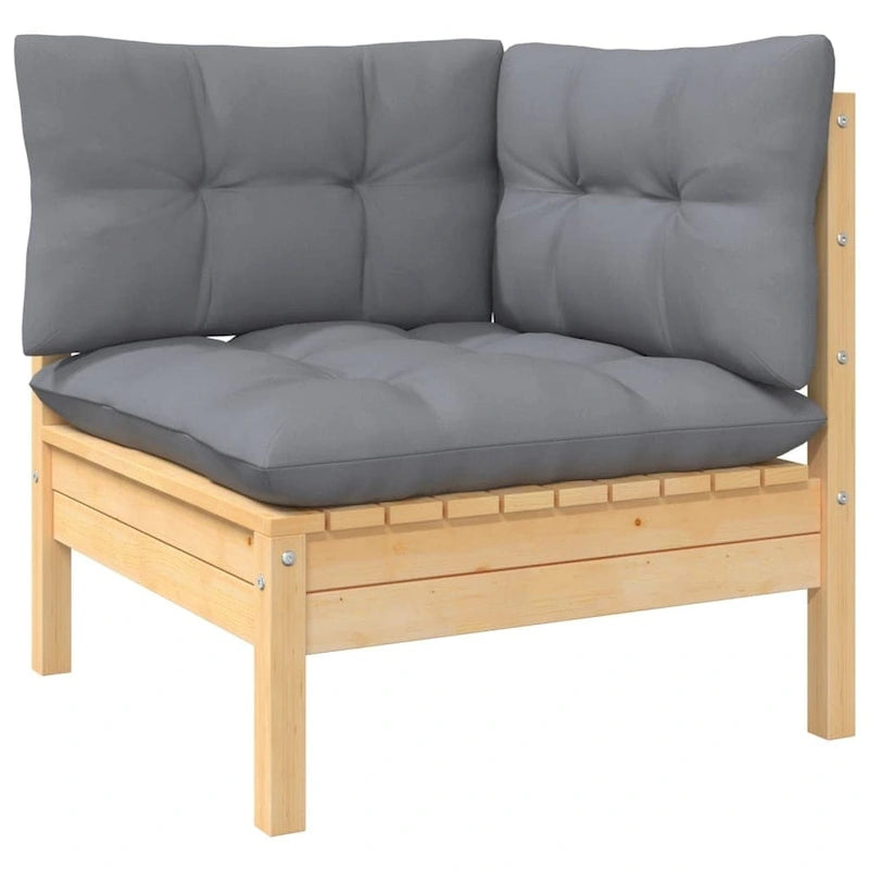 vidaXL Solid Pinewood Patio Lounge Set 7 Piece with Cushions Multi Colors - 25  x 25  x 24.6