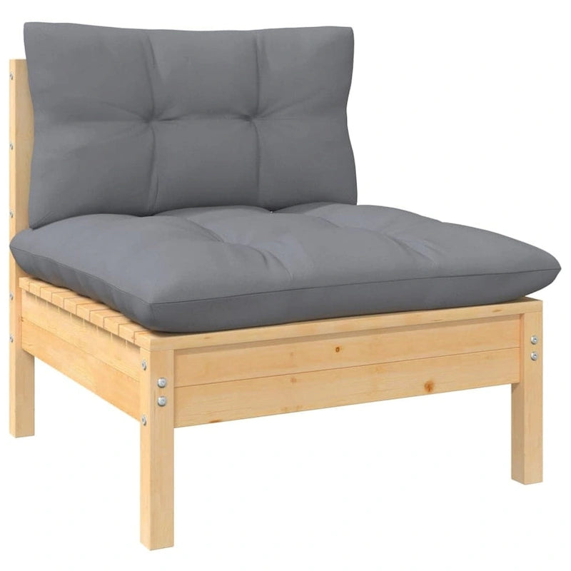 vidaXL Solid Pinewood Patio Lounge Set 7 Piece with Cushions Multi Colors - 25  x 25  x 24.6