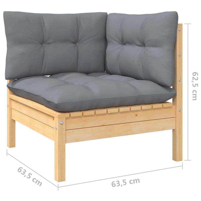 vidaXL Solid Pinewood Patio Lounge Set 7 Piece with Cushions Multi Colors - 25  x 25  x 24.6