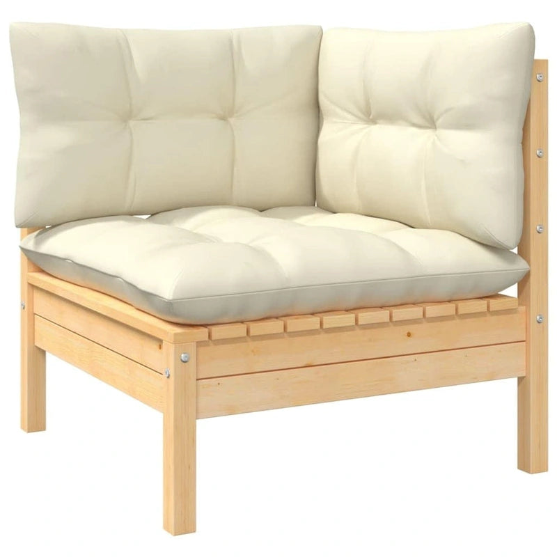 vidaXL Solid Pinewood Patio Lounge Set 7 Piece with Cushions Multi Colors - 25  x 25  x 24.6
