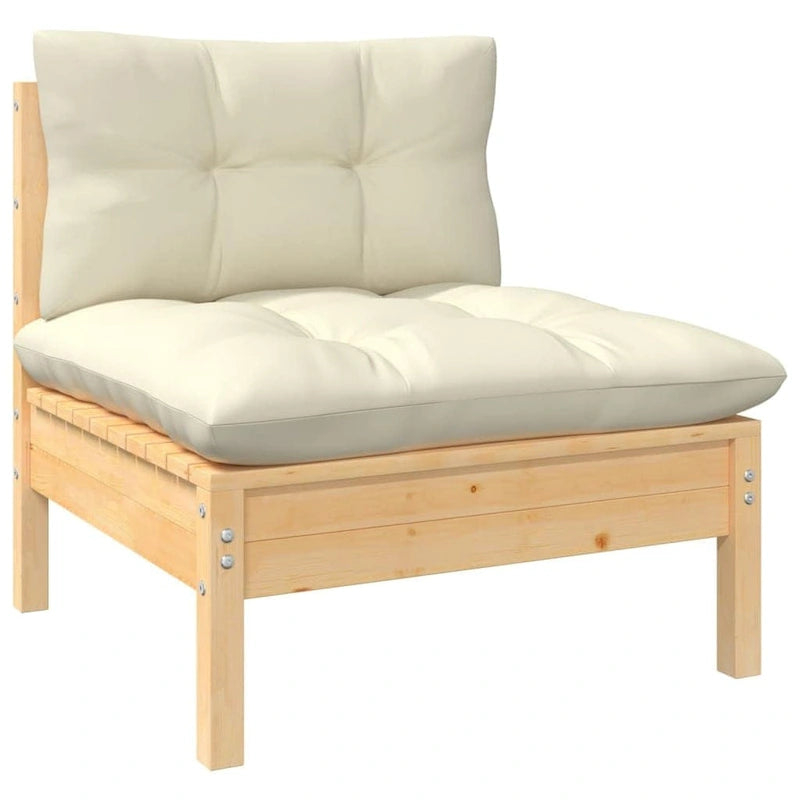 vidaXL Solid Pinewood Patio Lounge Set 7 Piece with Cushions Multi Colors - 25  x 25  x 24.6