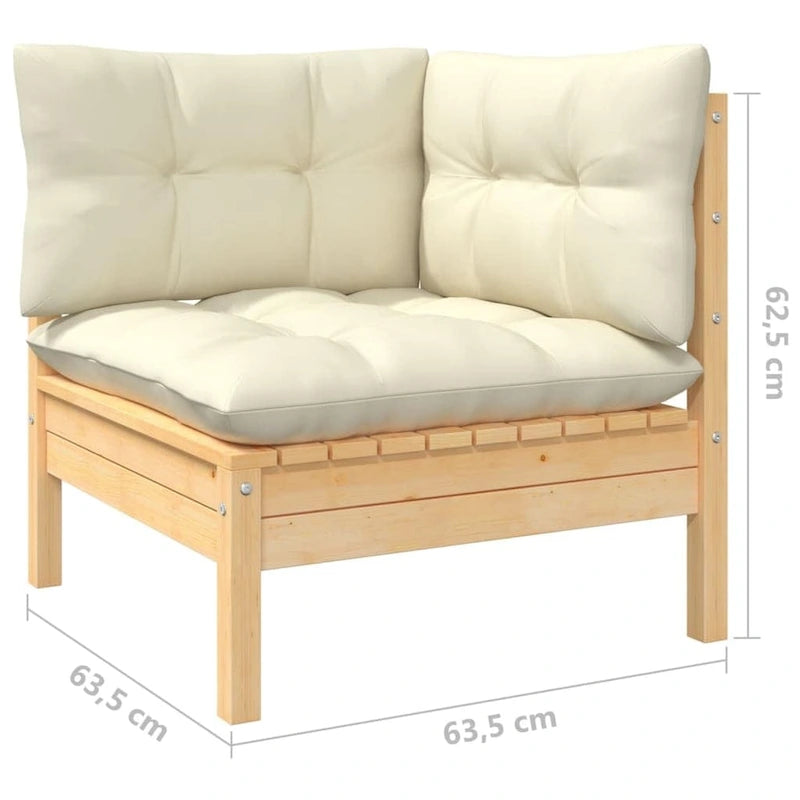 vidaXL Solid Pinewood Patio Lounge Set 7 Piece with Cushions Multi Colors - 25  x 25  x 24.6