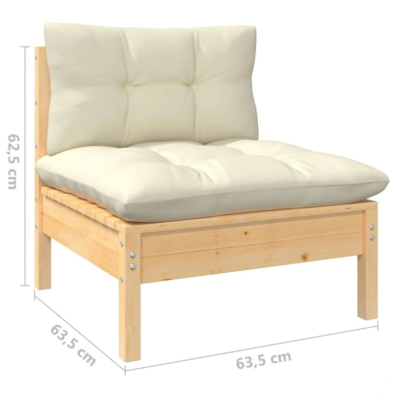 vidaXL Solid Pinewood Patio Lounge Set 7 Piece with Cushions Multi Colors - 25  x 25  x 24.6