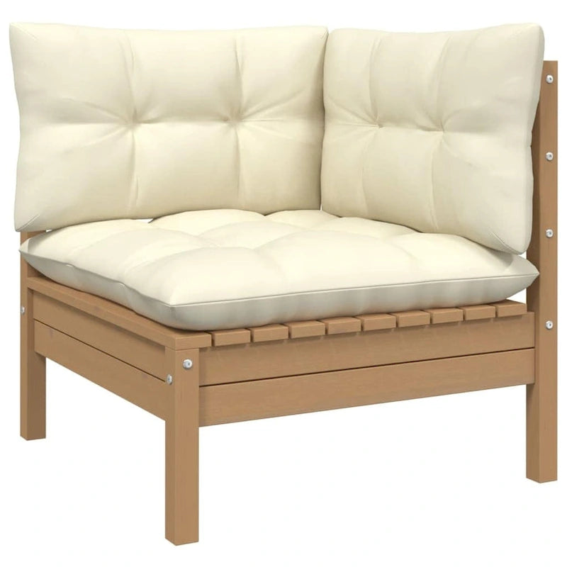 vidaXL Solid Pinewood Patio Lounge Set 7 Piece with Cushions Multi Colors - 25  x 25  x 24.6