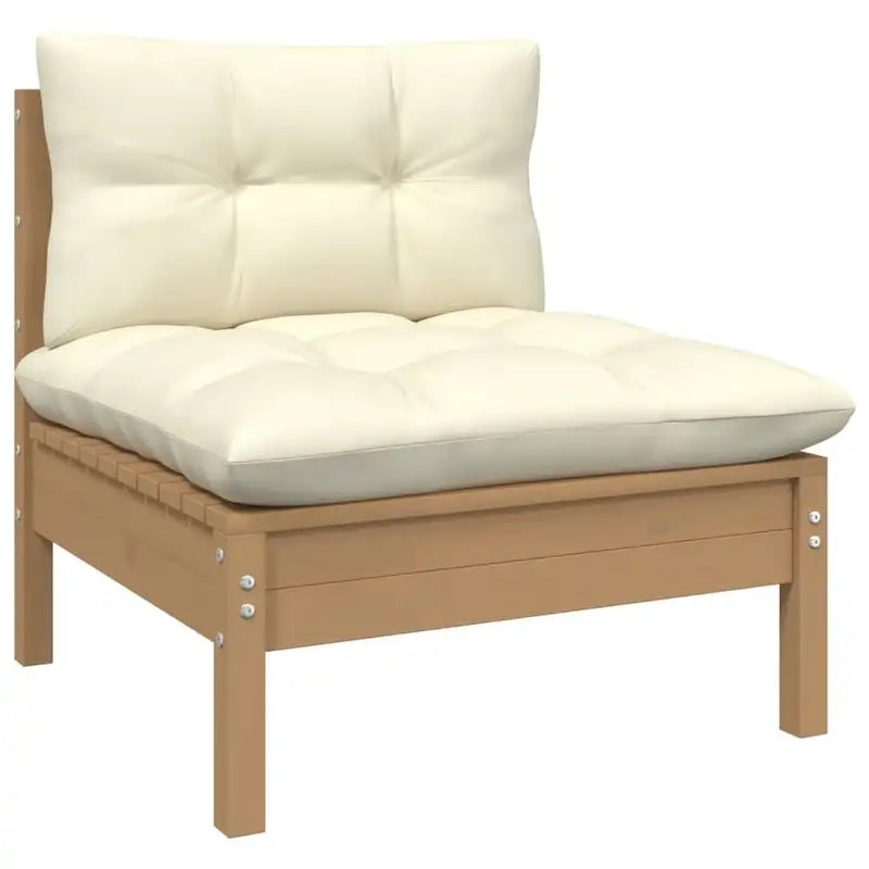 vidaXL Solid Pinewood Patio Lounge Set 7 Piece with Cushions Multi Colors - 25  x 25  x 24.6