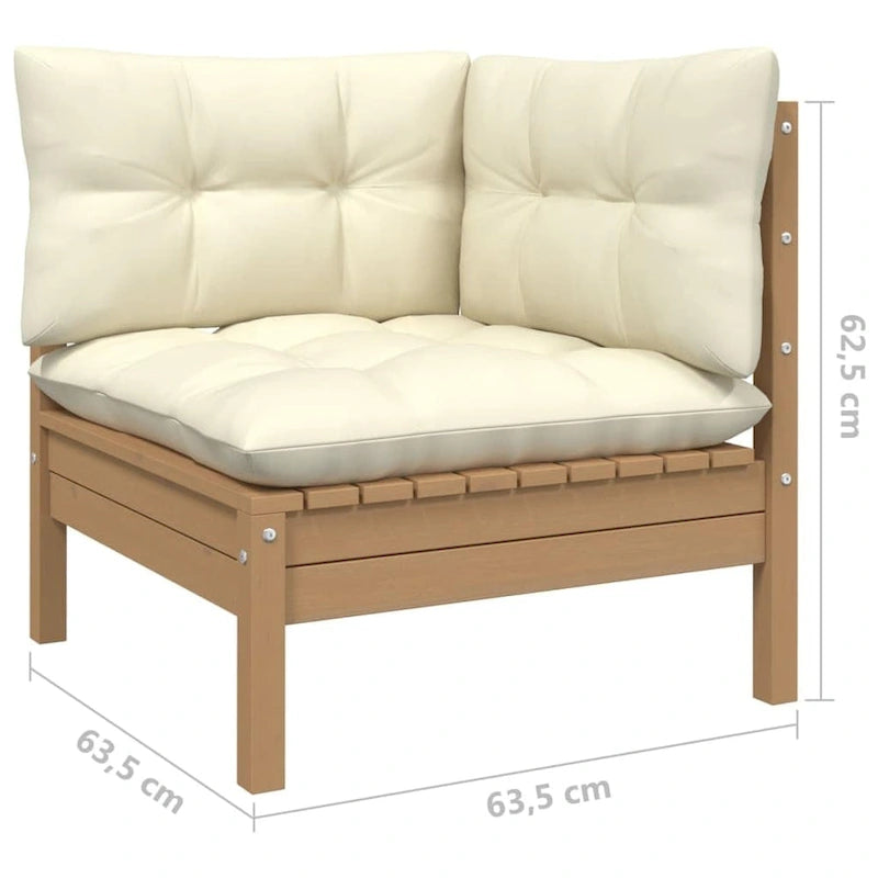 vidaXL Solid Pinewood Patio Lounge Set 7 Piece with Cushions Multi Colors - 25  x 25  x 24.6