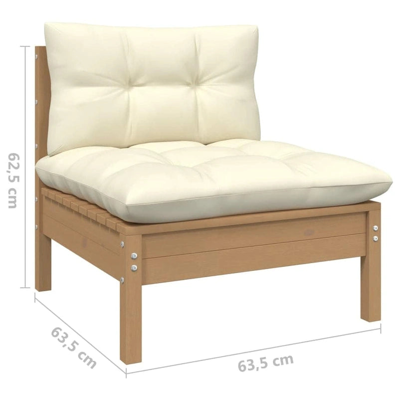 vidaXL Solid Pinewood Patio Lounge Set 7 Piece with Cushions Multi Colors - 25  x 25  x 24.6